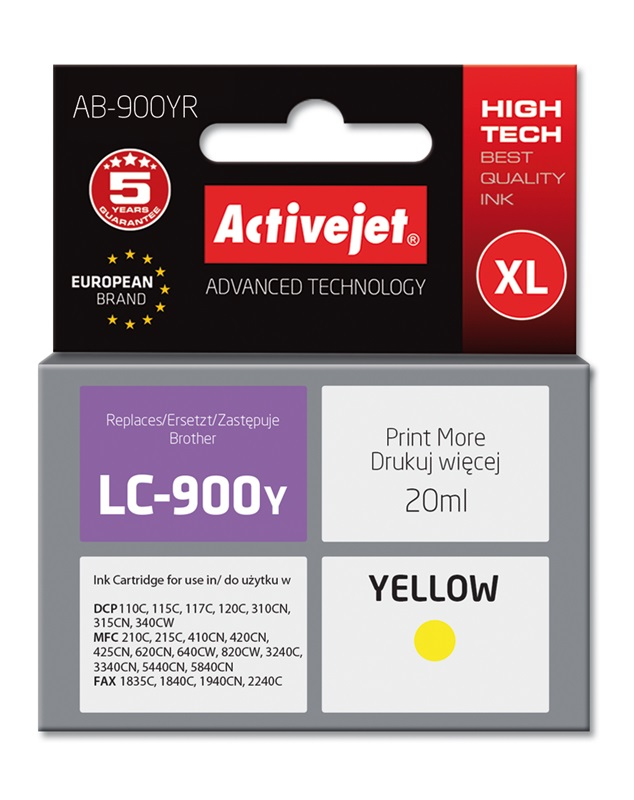 ActiveJet AB-900YR (ABR-900Y) tusz yellow do drukarki Brother, ref. (zamiennik Brother LC900Y)