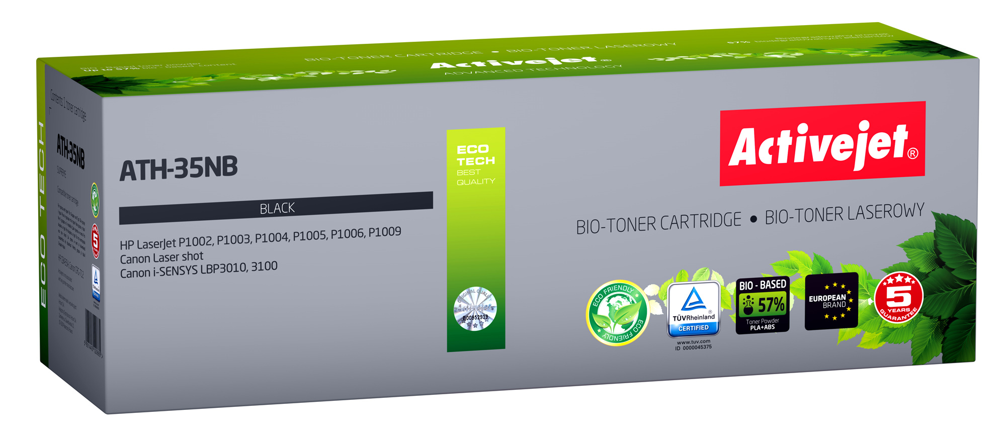 BIO Toner Activejet ATH-35NB do drukarek HP, Canon, Zamiennik HP 35A CB435A, Canon CRG-712;  Supreme;  1800 stron;  czarny. ECO Toner.