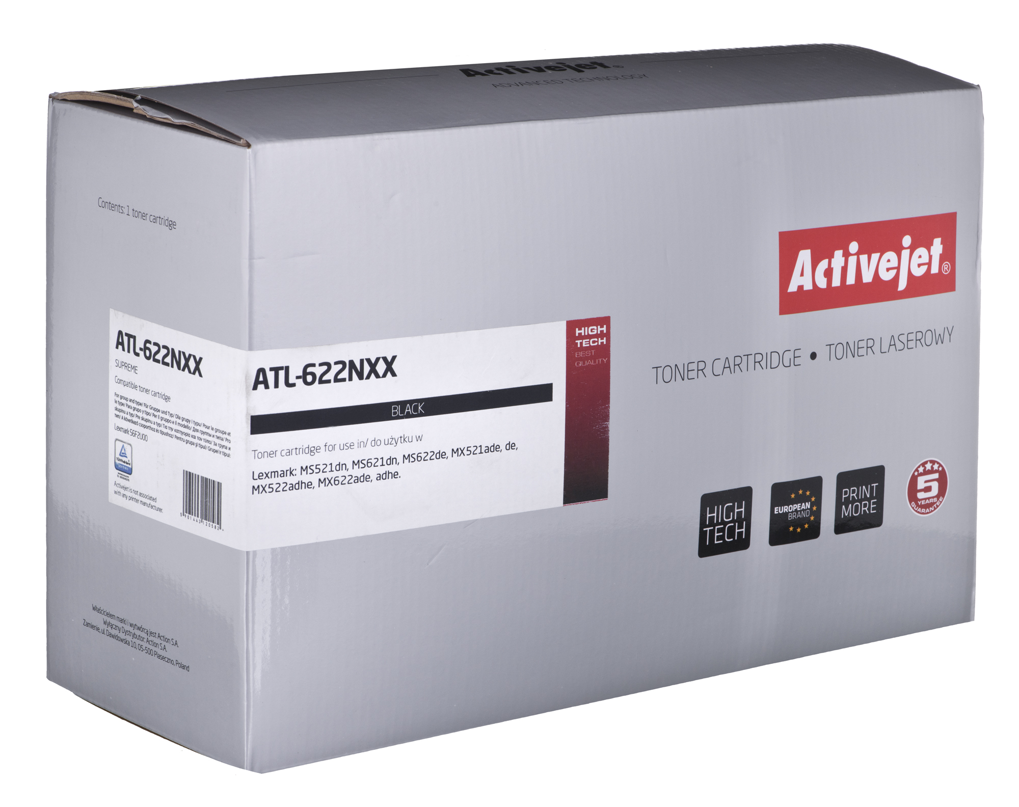 Toner Activejet ATL-622NXX do drukarek Lexmark; Zamiennik Lexmark 56F2U00; Supreme; 25000 stron; czarny)