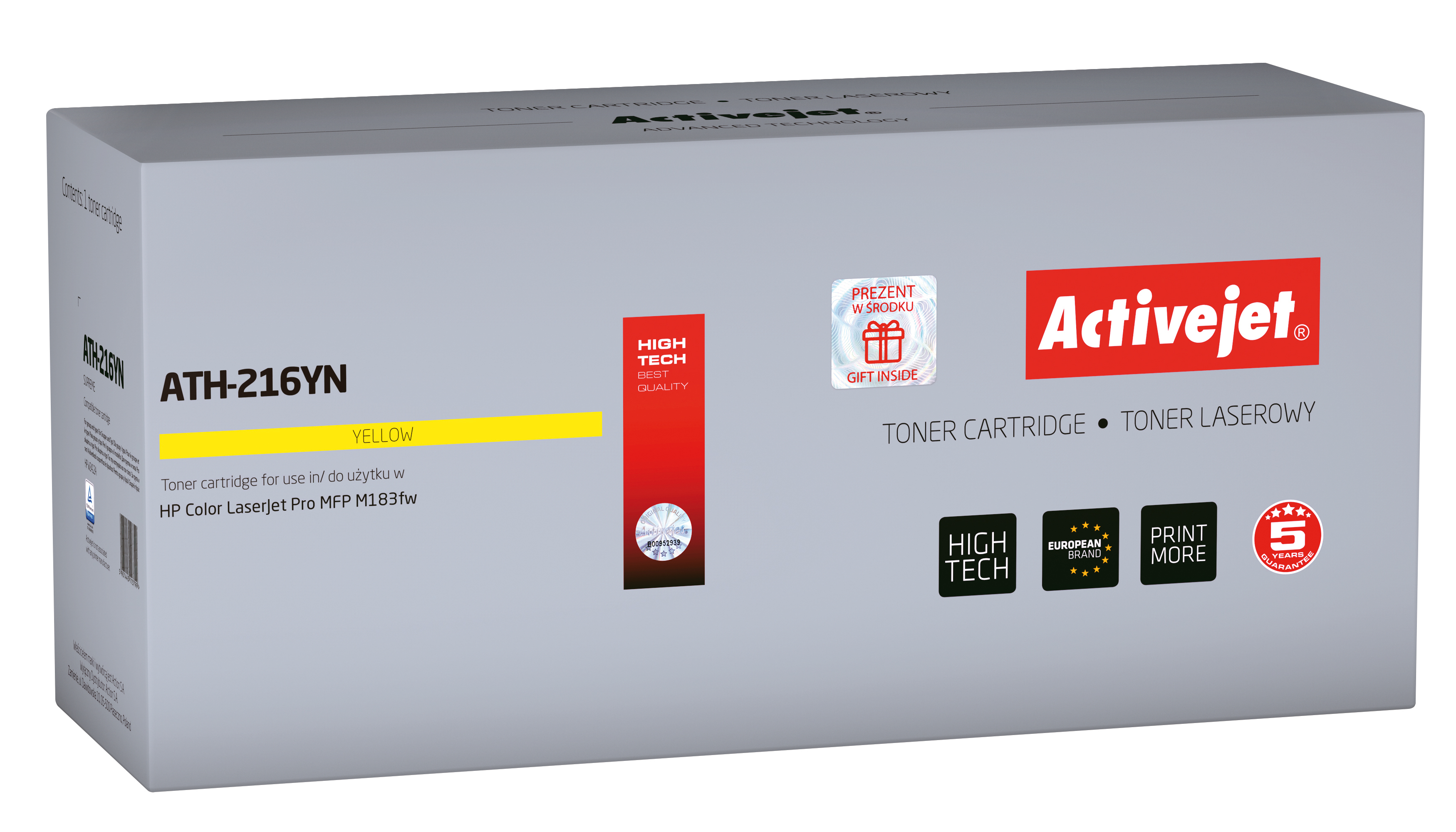 Toner Activejet ATH-216YN do drukarki HP, Zamiennik HP 216A W2412A; Supreme; 850 stron; Żółty, z chipem