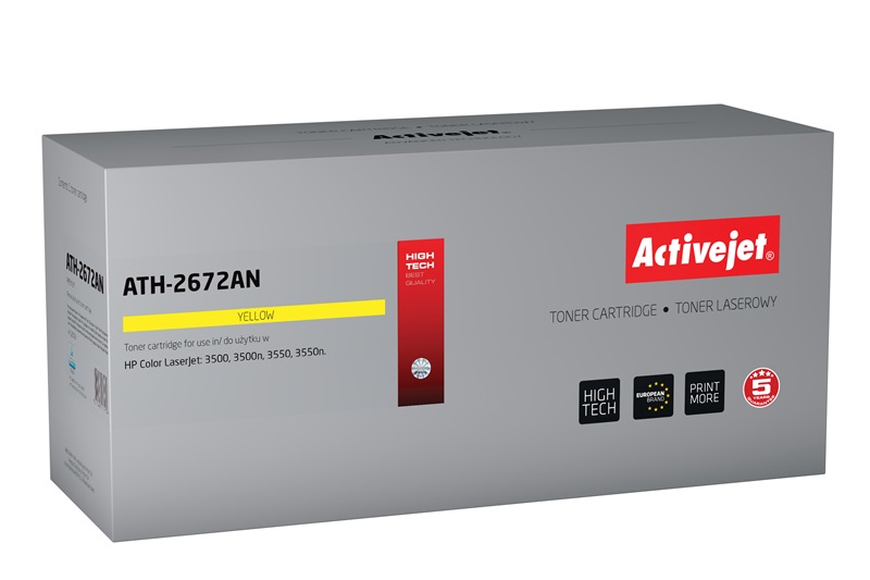 Toner Activejet ATH-2672AN do drukarki HP, Zamiennik HP 309A Q2672A;  Premium;  4000 stron;  żółty.