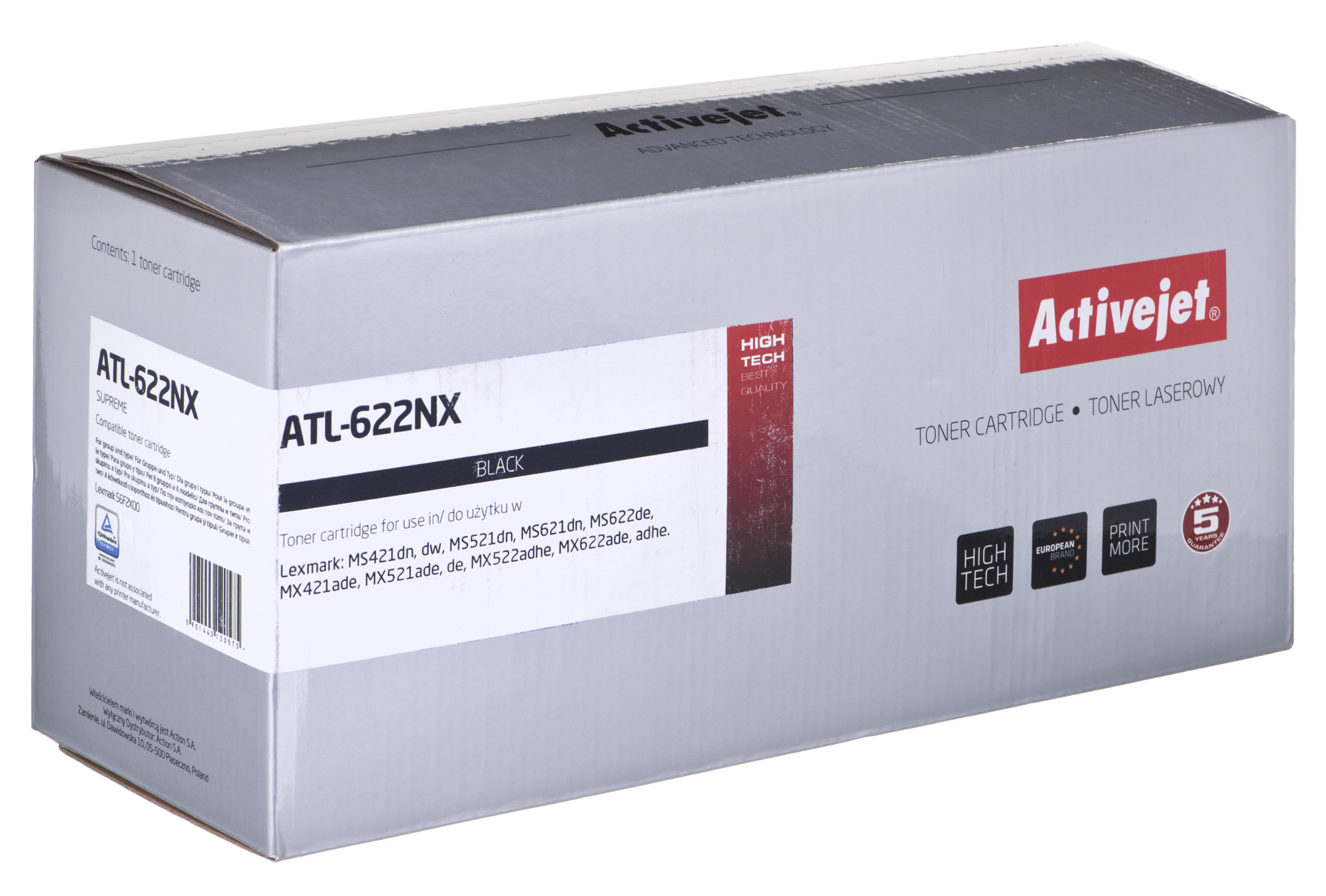 Toner Activejet ATL-622NX do drukarek Lexmark; Zamiennik Lexmark 56F2X00; Supreme; 20000 stron; czarny)