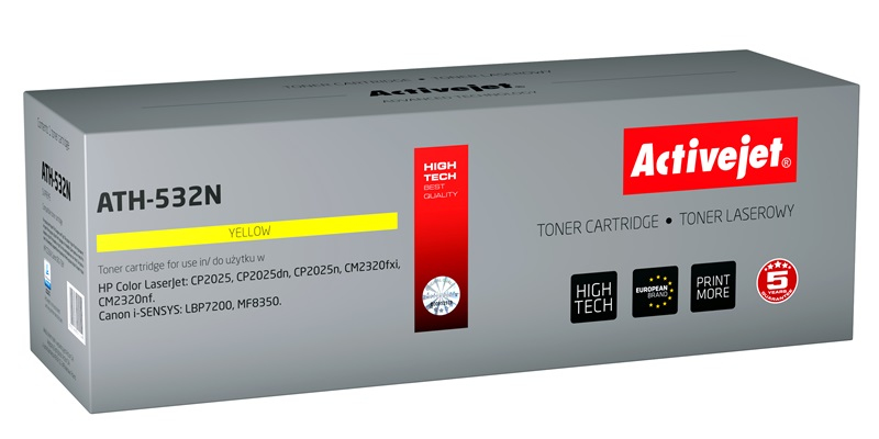 Toner Activejet ATH-532N do drukarek HP, Canon, Zamiennik HP 304A CC532A, Canon CRG-718Y;  Supreme;  3200 stron;  żółty.