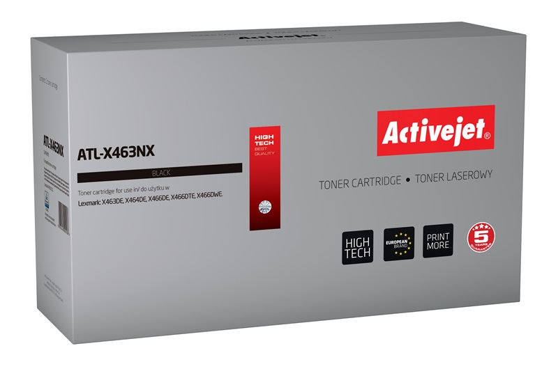 Toner Activejet ATL-X463NX do drukarki Lexmark, Zamiennik Lexmark X463X21G;  Supreme;  15000 stron;  czarny.