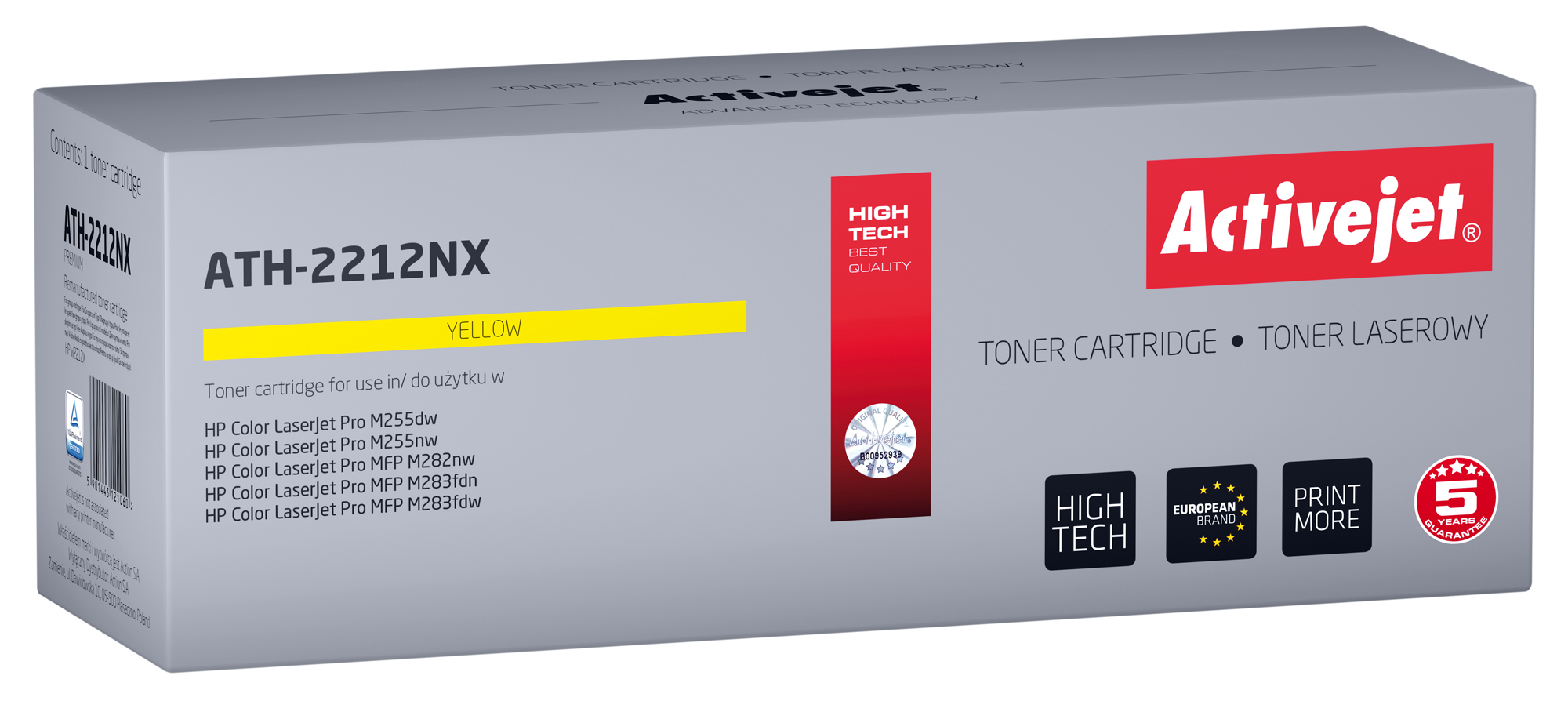 Toner Activejet ATH-2212NX do drukarki HP (zamiennik HP 207X W2212X; Supreme; 2450 stron; żółty)