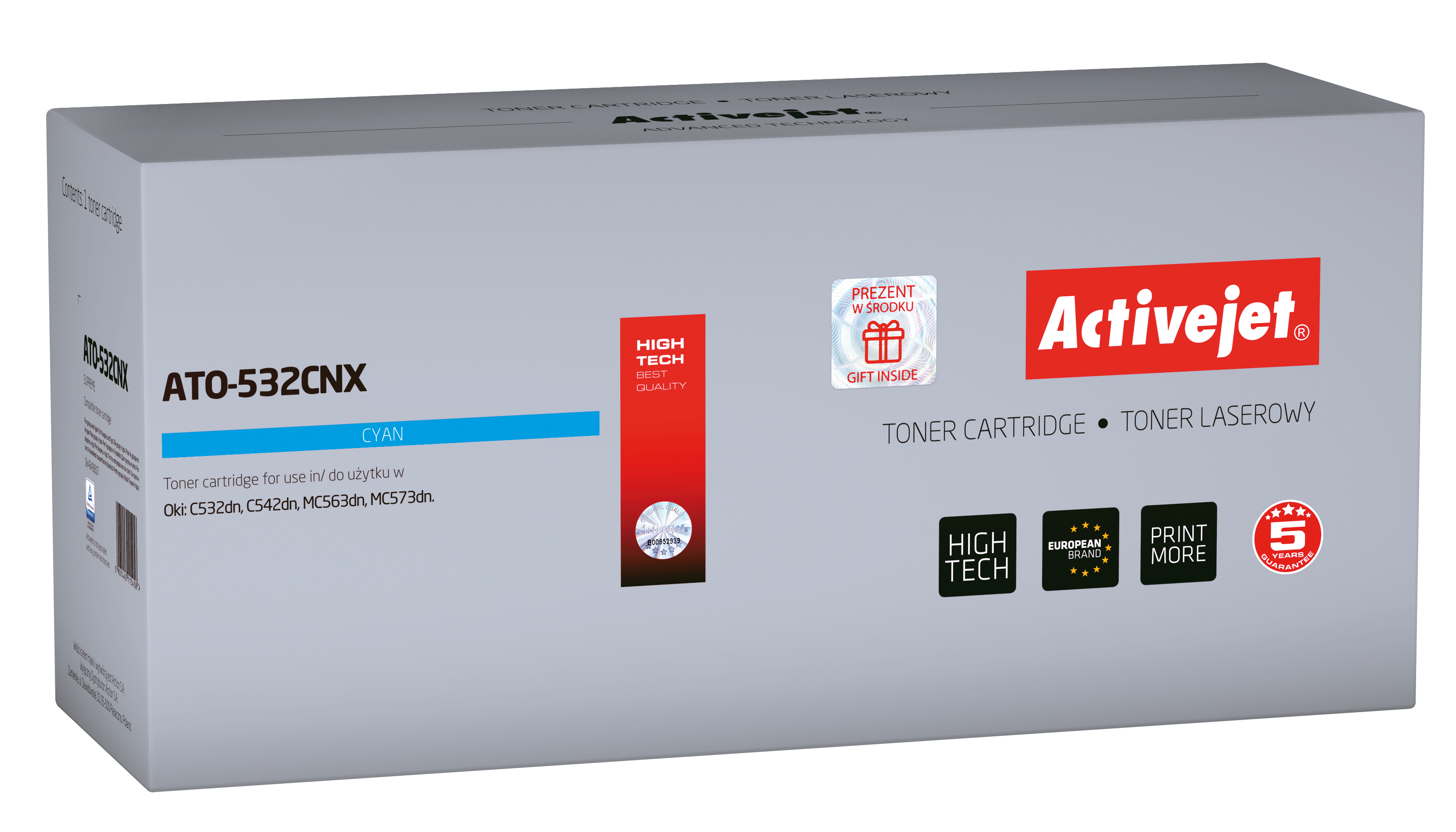 Toner Activejet  ATO-532CNX do drukarki OKI, Zamiennik OKI 46490607; Supreme; 6000 stron; Błękitny.