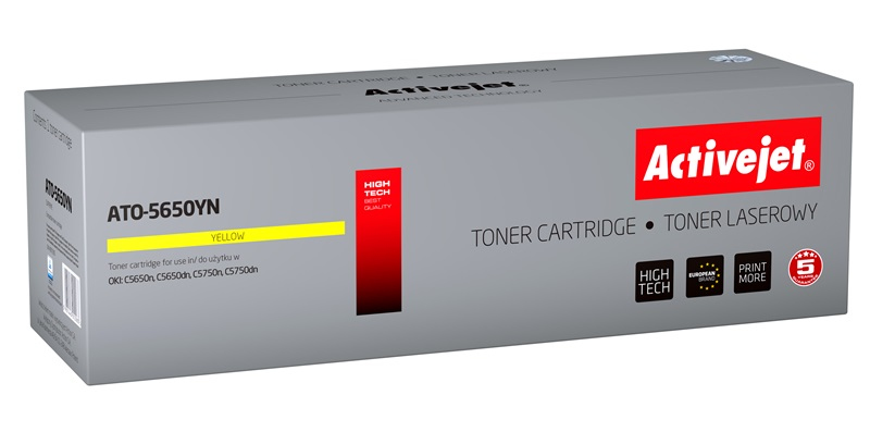 Toner Activejet ATO-5650YN do drukarki OKI, Zamiennik OKI 43872305;  Supreme;  6000 stron;  żółty.