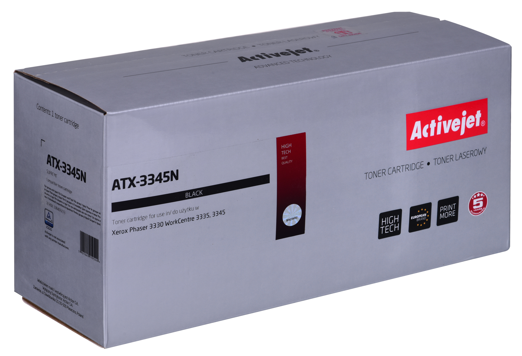 Toner Activejet ATX-3345N do drukarki Xerox, zamiennik XEROX 106R03773; Supreme; 3000 stron; czarny.