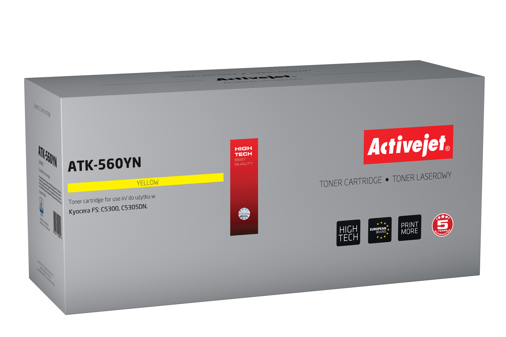 Toner Activejet ATK-560YN do drukarki Kyocera, Zamiennik Kyocera TK-560Y;  Supreme;  10000 stron;  żółty.