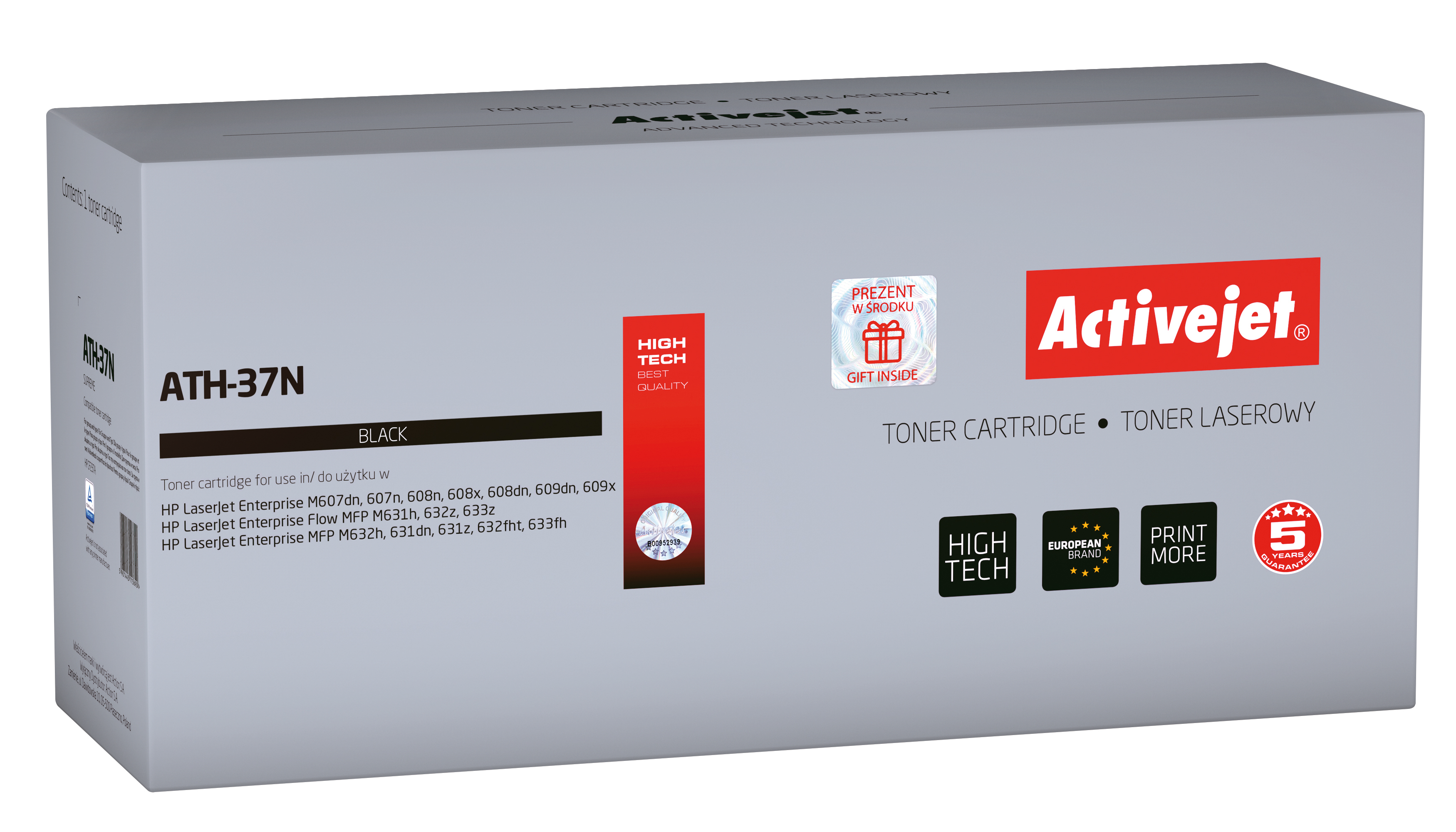 Toner Activejet  ATH-37N do drukarki HP, Zamiennik HP 37A CF237A; Supreme; 11000 stron; Czarny.