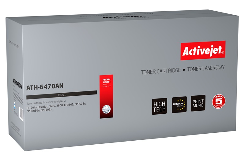 Toner Activejet ATH-6470AN do drukarek HP, Canon, Zamiennik HP 501A Q6470A, Canon CRG-711B;  Premium;  6000 stron;  czarny.