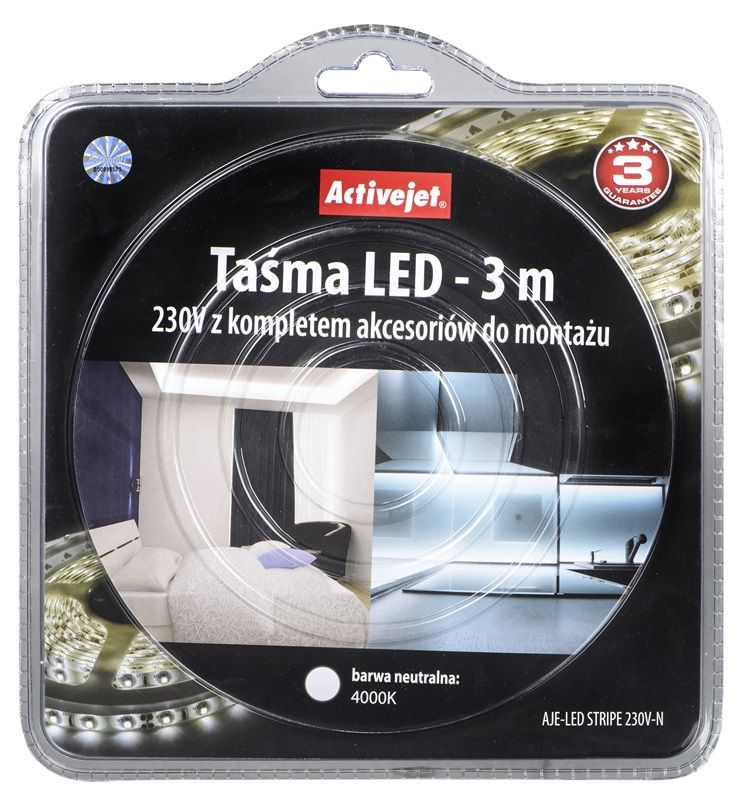 Taśma LED AJE-LED STRIPE 230V-N 3m b.neutralna IP67