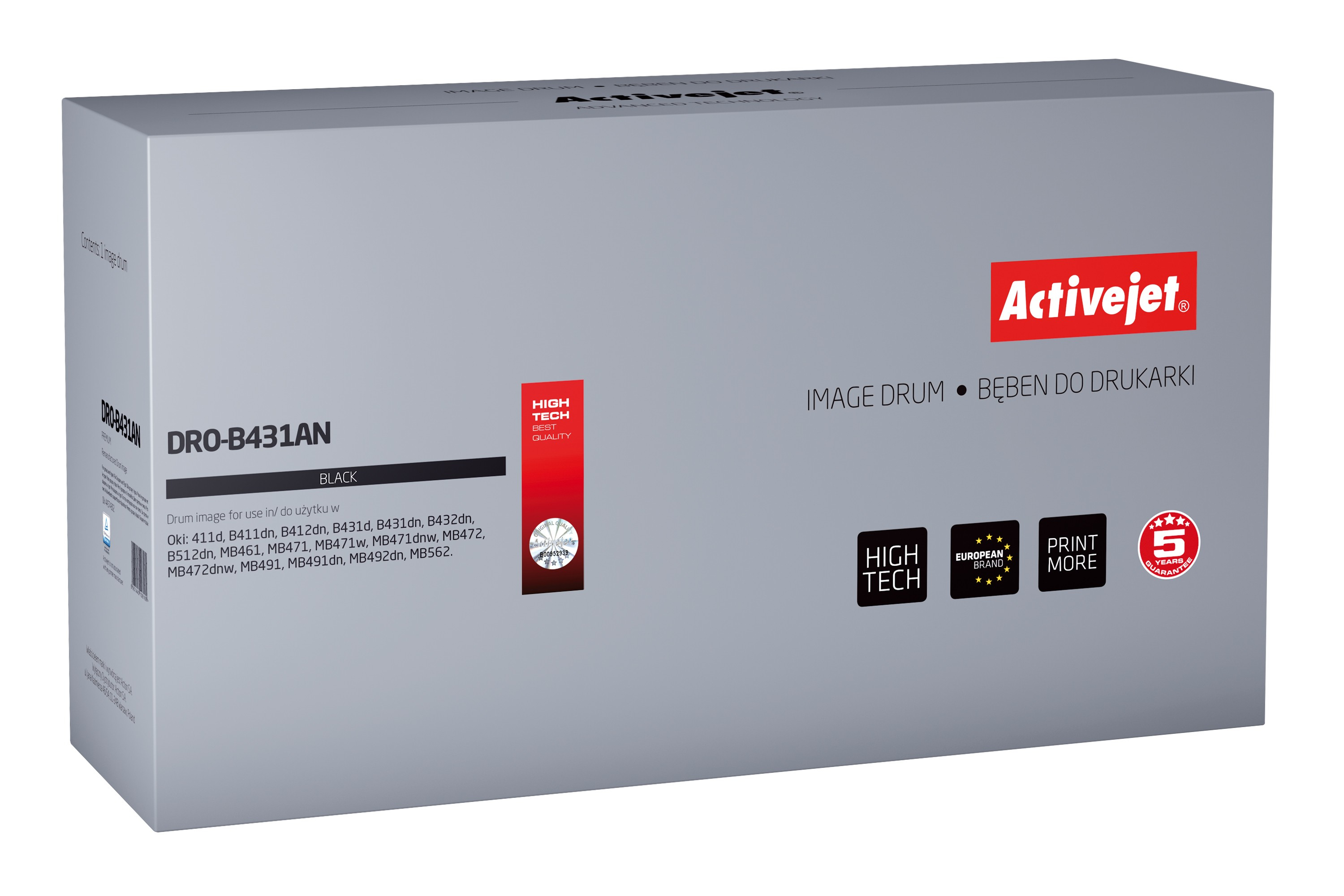 Bęben Activejet DRO-B431AN do drukarki OKI, Zamiennik OKI 44574302;  Premium;  25000 stron;  czarny.