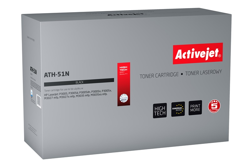 Toner Activejet ATH-51N do drukarki HP, Zamiennik HP 51A Q7551A;  Supreme;  7200 stron;  czarny.